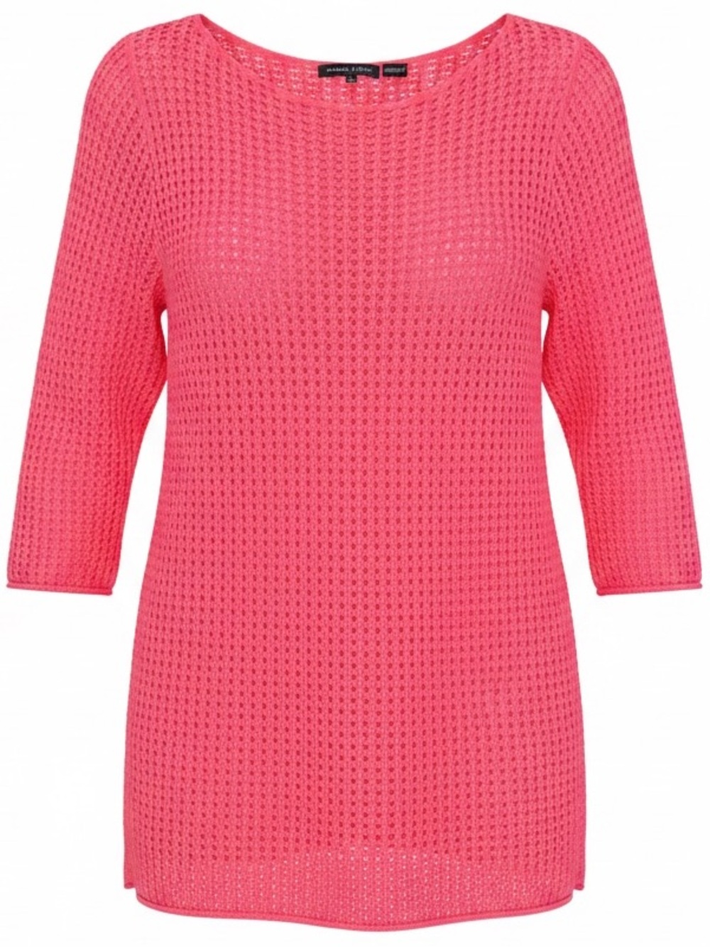 JEANNE PIERRE Open Stitch Knit Sweater Swimsuit Beach Pool Cover Up Coral SZ XL